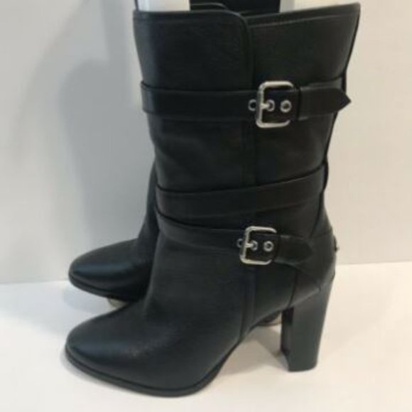 Coach ALEXANDRA Black Leather Boot Mid Calf - Picture 2 of 4